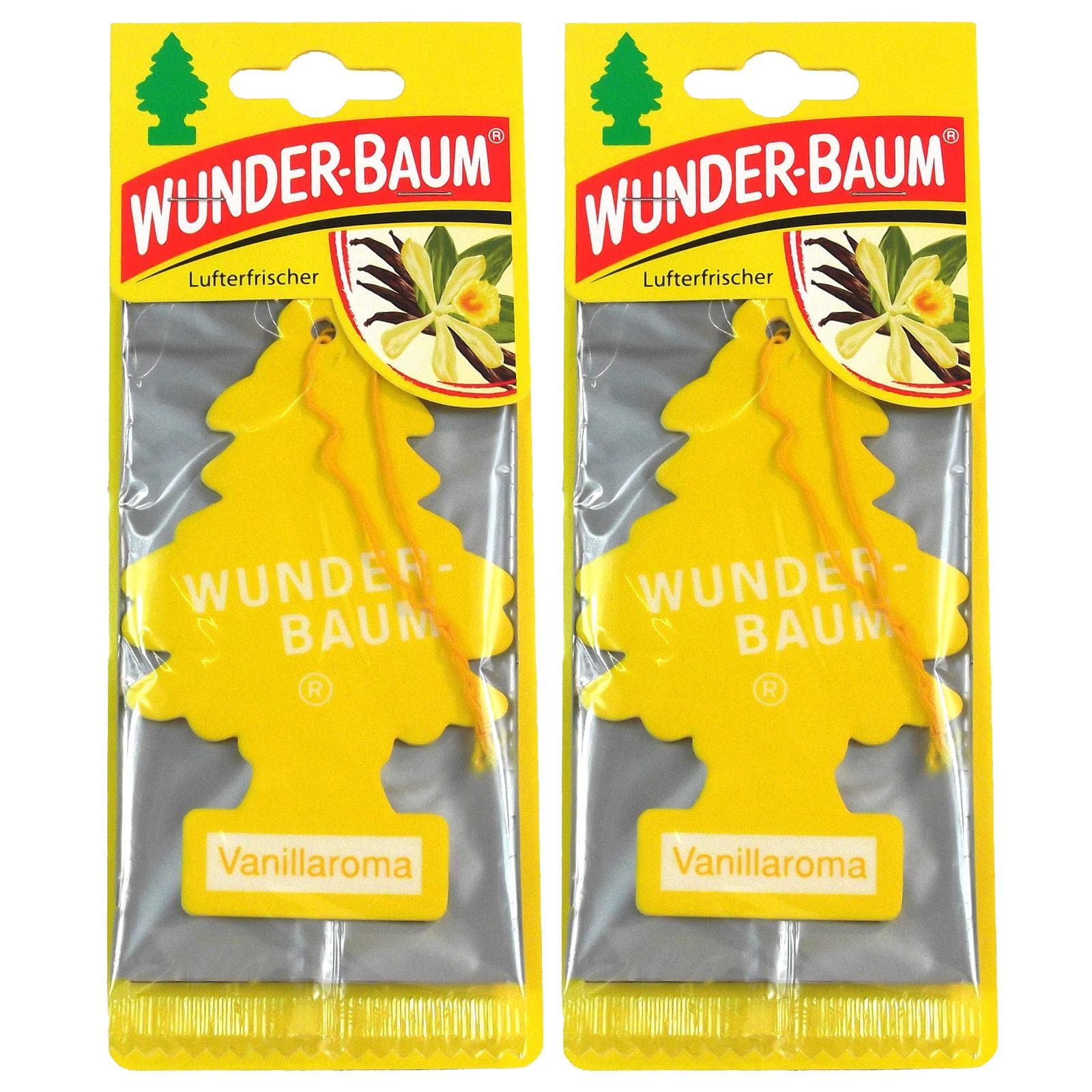 Wunderbaum 2X Vanillaroma Fahrzeugduft für Autofahrzeuge - Original Lufterfrischer Duftbaum 1 STK